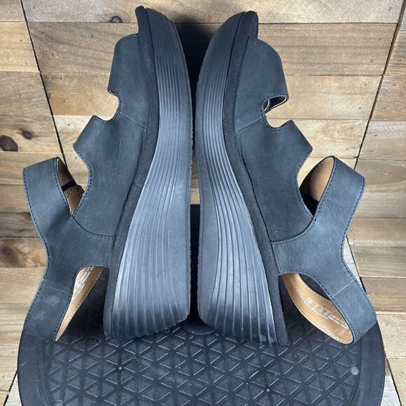 Clarks Collection Womens Size 9M Platform Wedge Sandals Black Strappy Slingback - Picture 8 of 10